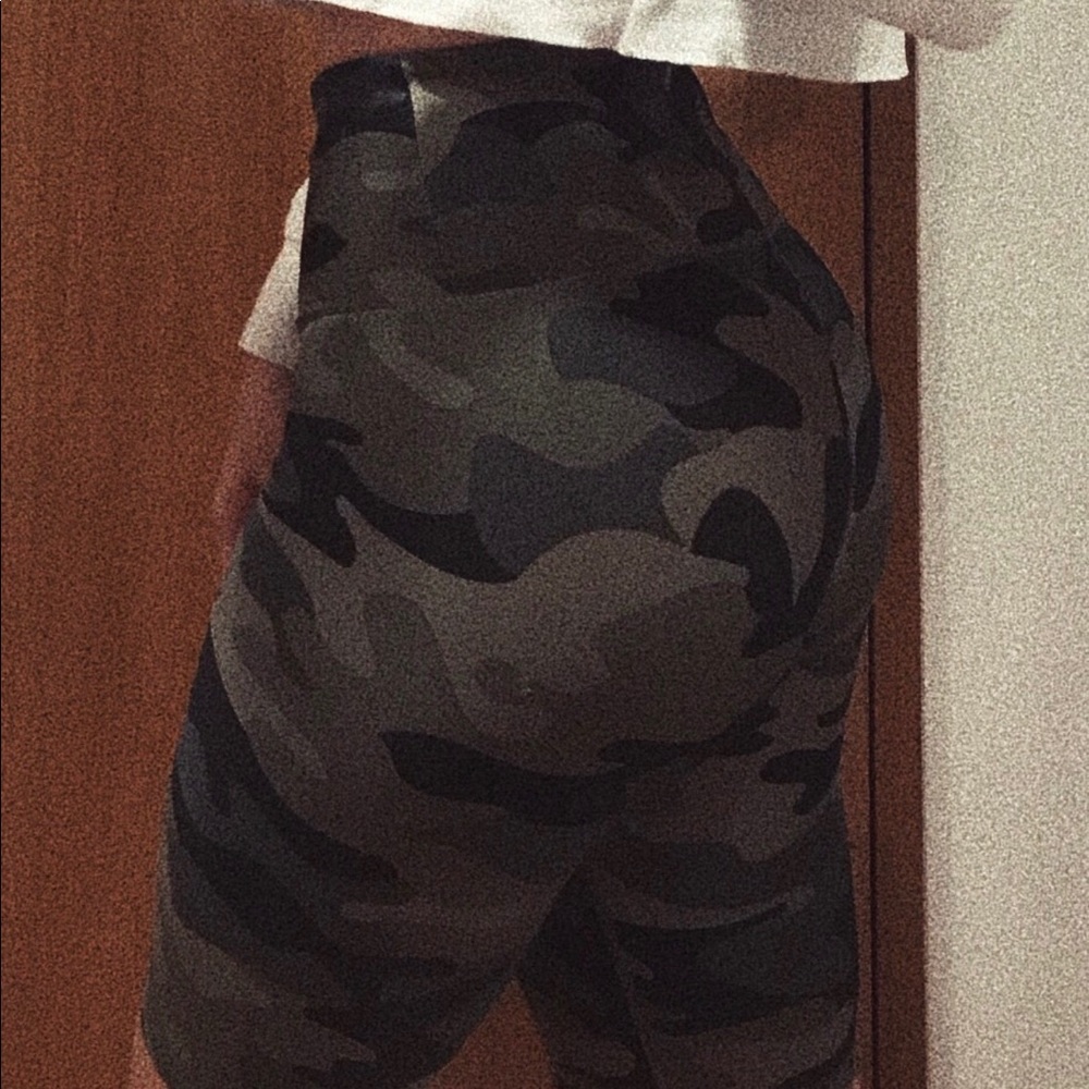 Navy Green biker shorts.